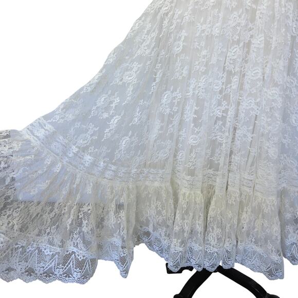 Gunne Sax White Lace Midi Dress Size 4 Vintage 80s Edwardian Romantic Wedding - Picture 6 of 12